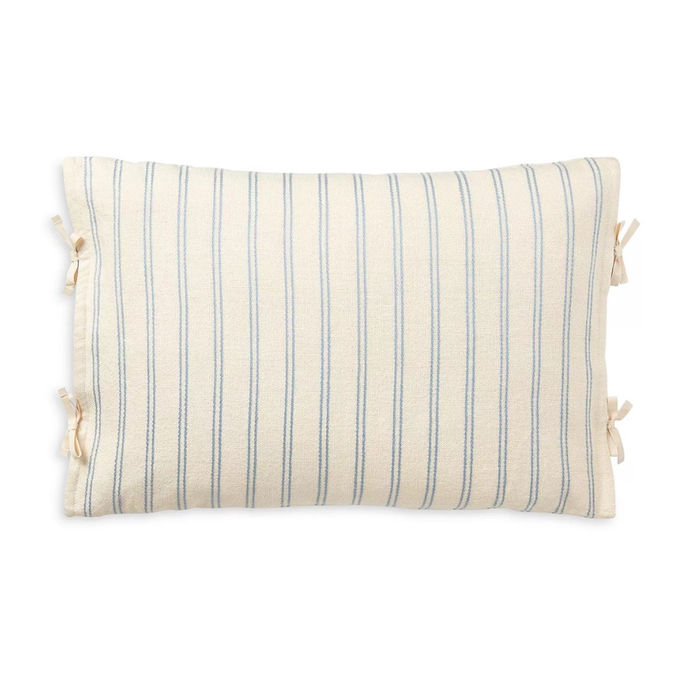 RALPH LAUREN RAEGHAN STRIPE Cream Navy Linen Throw Pillow & Feather Insert